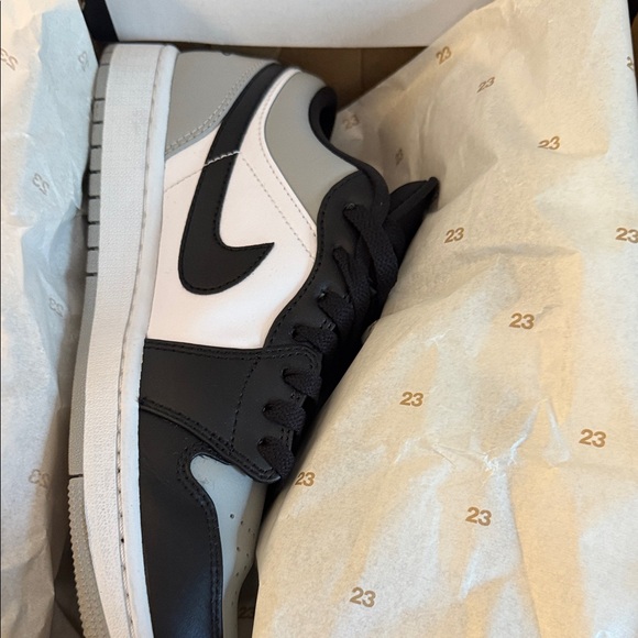 Air Jordan 1 Low Lt Smoke Grey, Black, and White Sneakers - Picture 5 of 5